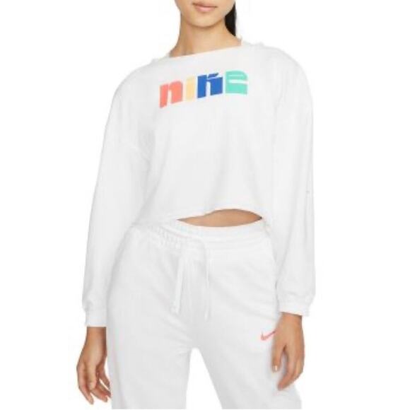 Nike fleece training sweatshirt white with multicolored nike logo size small - Picture 3 of 10